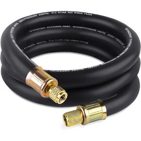Boltigen 3/8'' ID Vacuum Refrigerant Hose, High Flow Black HVAC Vacuum Pump Hose with 3/8 to 1/4 Flare Fitting, 6 Feet Vacuum Certified Refrigerant Hose for AC/Refrigeration System
