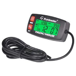 Runleader Digital Gas Engine Hoseometer ، Hours & RPM Record ، Backlight Hour Meter ، Battery Resplipe لركوب ضاغط المولد الثلجي ATV ATV المحرك الخارجي jetski