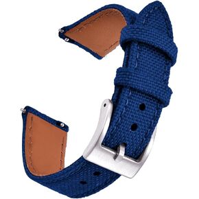 Premium Soft Hybrid (Leather and Sailcloth) Watch Bands for Men Women,18mm 20mm 22mm Multiple Sizes Quick Release Replacement Watch Straps