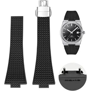 فرقة ساعة إصدار سريعة لاستبدال حزام Tissot PRX ، حزام مطاط FKM ومشابك الفراشة متوافق مع سلسلة ساعة Tissot PRX 40mm
