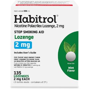 Habitrol Nicotine Lozenges 2 mg Mint Flavor - 135 Count - Stop Smoking Aid - Reduce Cravings and Withdrawal Symptoms