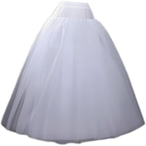Women's A-line 4-layer skirt Hoopless Petticoat Crinoline Underskirt White for wedding dress bride's ball dress