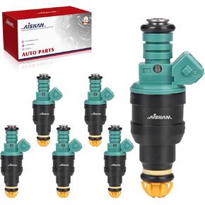6PCS Fuel Injectors 4 Holes Compatible with BMW 325i 1992-1995, 325is 1992-1994, 525i 1991-1995, M3 1995, 323i 323is 1998 1999 L6 2.5L 3.0L Replace 0280150415 13641730060