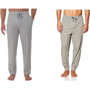 Fruit of the Loom Men's Jersey Knit Sleep Pant, Light Grey Heather & Jersey Knit Jogger Sleep Pant, Grey Heather, 2X