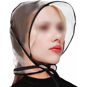 GSHLLO 8 Pcs Rain Bonnet with Visor Waterproof Rain Scarf Protect Hairstyle Rain Cap Clear Plastic Rain Hats Black