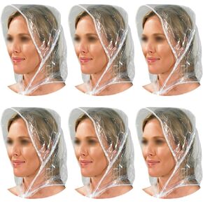GSHLLO 6 Pcs Clear Plastic Rain Hats Womens Rain Bonnets Waterproof Rain Scarf Caps Hairstyle Protective Hats Transparent Rain Covers with Visor for Men