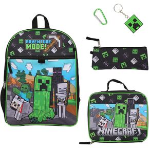 BioWorld Minecraft Adventure Mode Set 5 قطع حقيبة ظهر (طفل صغير صغير) ، أخضر ، مقاس واحد