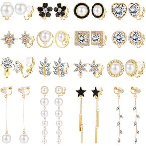NEWITIN 16 Pairs Clip On Earrings for Women Cute Earring Charming Fashion Dangle Drop Earring Non Piercing Clip on Dangle Earrings for Women