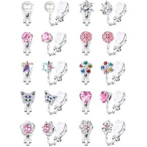 YADOCA 10Pairs Clip on Earrings for Girls Women Cute Butterfly Flower Pearl CZ Heart Star Clip-on Earrings Multicolored Non Pierced Earrings Set
