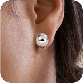 Clip on Earrings for Women Gold Ball Earrings 14K Gold Silver Plated Ball Earrings Non Pierced Earrings for Women Jewelry for Her