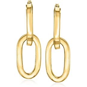 Ross-Simons Italian 14kt Yellow Gold Removable Paper Clip Link Hoop Drop Earrings