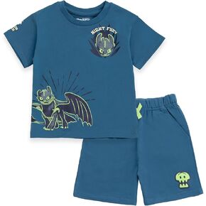 DreamWorks How to Train Your Dragon T-Shirt and French Terry Shorts Outfit Set Toddler to Big Kid Sizes (2T - 14-16)