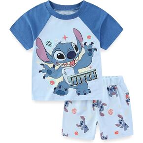 Disney Lilo & Stitch Boys Short Sleeve T-Shirt and French Terry Shorts Set for Big Kids