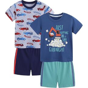 HILEELANG Toddler Boy Short Sets Summer Easter Outfit Cotton Tees Plaid Shorts Clothing 4PC Sets in Saudi Arabia