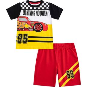 Disney Cars Lightning McQueen Boys Short Sleeve T-Shirt and Shorts 2 Piece Set for Toddlers to Big Kids