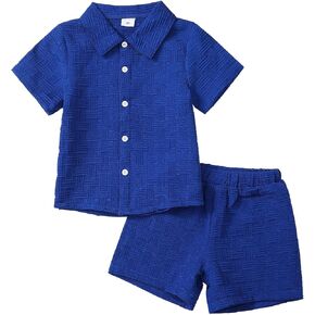 Toddler Boy Clothes Little Kids Summer Outfits Short Sleeve Button Down Shirt Top Shorts Set 2PCS Boy's Clothing