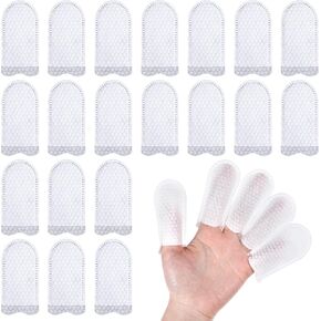 100 Pieces Cotton Finger Cots Thumb Protector Cloth Finger cots Finger Covers Protection for Finger Tips, Comfortable and Breathable, Absorb Sweat, Protect Fingers (White)