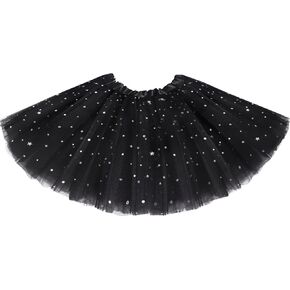 Tutu for Girls Stars Sequins Princess Ballet Dress Tulle Skirt for Girls 4-12 Years 3 Layered