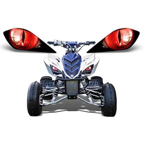 AMR RACING ATV المصباح الأمامي رسومات بصرية شارات متوافقة مع Yamaha Raptor 700/250/350 - Eclipse Red