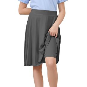 Zando Girls' Knee Length Skorts A Line Skirt with Shorts Kids Teens Athletic Skort Size 6-14 -for School&Playtime
