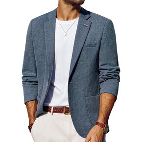 PJ PAUL JONES Men's Linen Casual Blazer Sport Coats Lightweight One Button Suit Jacket for Summer