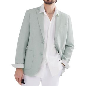 MAGE MALE Mens Blazer Casual Linen Sport Coat Lightweight Two Buttons Suit Jackets