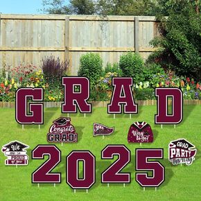 زخارف التخرج ذات الطابع الأحمر 2025 - فئة علامات ساحة التخرج لعام 2025 ، تهنئة علامات ساحة التخرج - لوازم حفلات التخرج للمدرسة الثانوية وحفلات التخرج