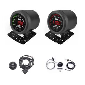 Universal Exhaust Gas Temperature EGT Gauge Turbo Boost/Vacuum Gauge Kit 2‑1/16in 52mm Red LED with Sensor