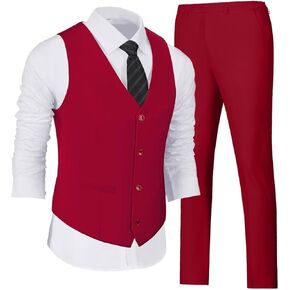 دعاوى الرجال في Wehilion ، سروالًا للرجال ، V-Neck Slim Lit Disual Suit Pheistcoat