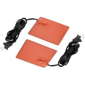 Mtsooning 2PCS Silicone Car Engine Heater Pad, 4x5 inch Self-Adhesive Oil Pan Heater Pad with 194°F Thermal Protector, Battery Heater Pad with 70" Long Power Cord, 150W 120V Engine Block Heater Pad