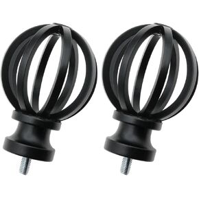 2 PCS FINIALS لقضبان الستار 5/8 بوصة قضبان القضيب كبسولات مع مسامير M5 من نوع القفص القضيب قضبان القضبان لقضيب الستار مع 5/8 بوصة قطرها الأسود