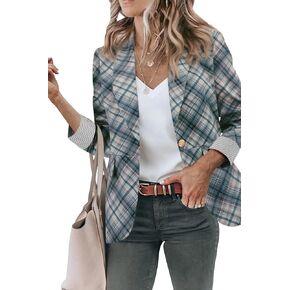 Genhoo Blazer Jackets for Women Open Front Long Sleeve Work Office Casual Blazers with Pockets S-2XL