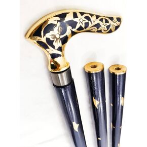 عتيقة المشي عصا روزوود قصب طراز عتيقة مصمم الفيكتوري القديم Soild Brass Handle