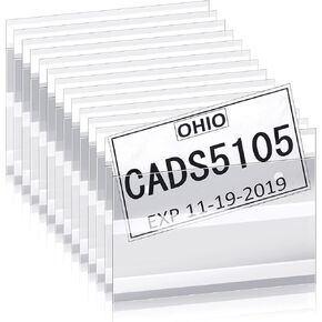 Tallew 100 Pieces Temporary License Plate Bags Holders, Plastic License Plate Sleeves Protectors Tags with Adhesive for Dealer Auto Car, 8 Mil, 11.8 x 7.5 Inches