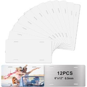 24Pack Sublimation License Plate Blanks, Blank Aluminum License Plate for Front/Rear Car Tags, Thermal Transfer, DIY Custom Picture Design（White）