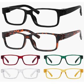 Eyekepper 5-pack Oversized Reading Glasses Square Large Frame Readers for Men and Women +1.50