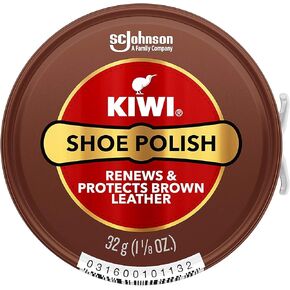 تلميع الأحذية Kiwi ، بني ، 1.125 أوقية (قصدير معدني واحد)