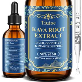 مشروب Kava Kava قوي ، قطرات الكافا مع تركيز عالٍ من جذر الكافا ، آشواغاندا ، بلسم الليمون ، جذر فاليريان ، مستخلص الكافا من أجل الصحة المناعية ، نباتي وخالي من الكحول ، 60 مل.