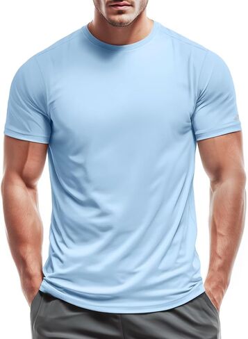 Zengjo Mens Athletic Shirts Moisture-Wicking Quick Dry Workout Tees Lightweight Crewneck T-Shirts for Running Gym Casual Work in Saudi Arabia