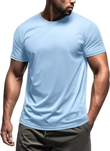 Zengjo Mens Athletic Shirts Moisture-Wicking Quick Dry Workout Tees Lightweight Crewneck T-Shirts for Running Gym Casual Work in Saudi Arabia