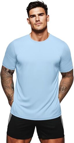 Zengjo Mens Athletic Shirts Moisture-Wicking Quick Dry Workout Tees Lightweight Crewneck T-Shirts for Running Gym Casual Work in Saudi Arabia