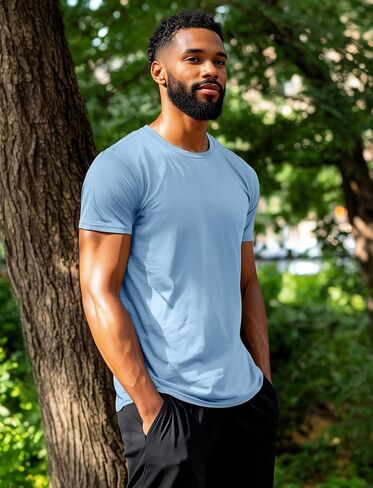 Zengjo Mens Athletic Shirts Moisture-Wicking Quick Dry Workout Tees Lightweight Crewneck T-Shirts for Running Gym Casual Work in Saudi Arabia