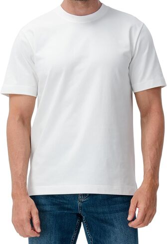 DAVID ARCHY Men's Heavyweight T-Shirt 260g Cotton Sorona Moisture-Wicking Shirts Stretch Side Slit Tees for Men 1-Pack in Kuwait