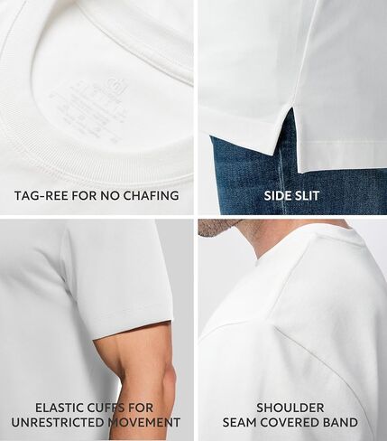 DAVID ARCHY Men's Heavyweight T-Shirt 260g Cotton Sorona Moisture-Wicking Shirts Stretch Side Slit Tees for Men 1-Pack in Kuwait