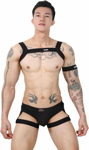 Evankin Men's Thong Underwear Sexy Outfit Legging Straps Sets Tank Tops Chest Straps Tight Fitting Underpants Set in Kuwait