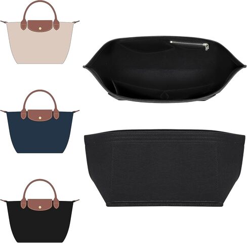Doxo 2025 Longchamp Organizer Insert Large Purse Bag Organizer with Cup Holderp,Compatible with le pliage Tote Handbags (L,Black) in Saudi Arabia