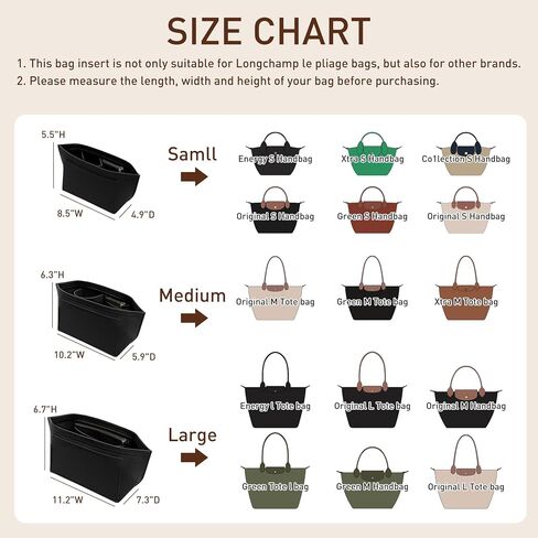 Doxo 2025 Longchamp Organizer Insert Large Purse Bag Organizer with Cup Holderp,Compatible with le pliage Tote Handbags (L,Black) in Saudi Arabia