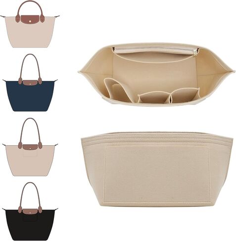 Doxo 2025 Longchamp Organizer Insert Large Purse Bag Organizer with Cup Holderp,Compatible with le pliage Tote Handbags (L,Black) in Saudi Arabia