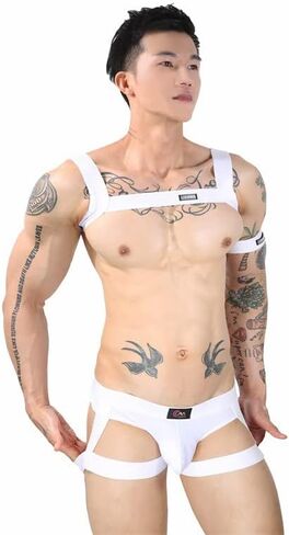 Evankin Men's Thong Underwear Sexy Outfit Legging Straps Sets Tank Tops Chest Straps Tight Fitting Underpants Set in Kuwait