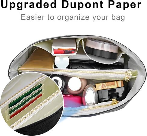 Waterproof Purse Organizer Insert for Longchamp le Pliage Large Handbags Insert DupontPaper Lightweight with YKK Zipper (Black, Large) in Kuwait